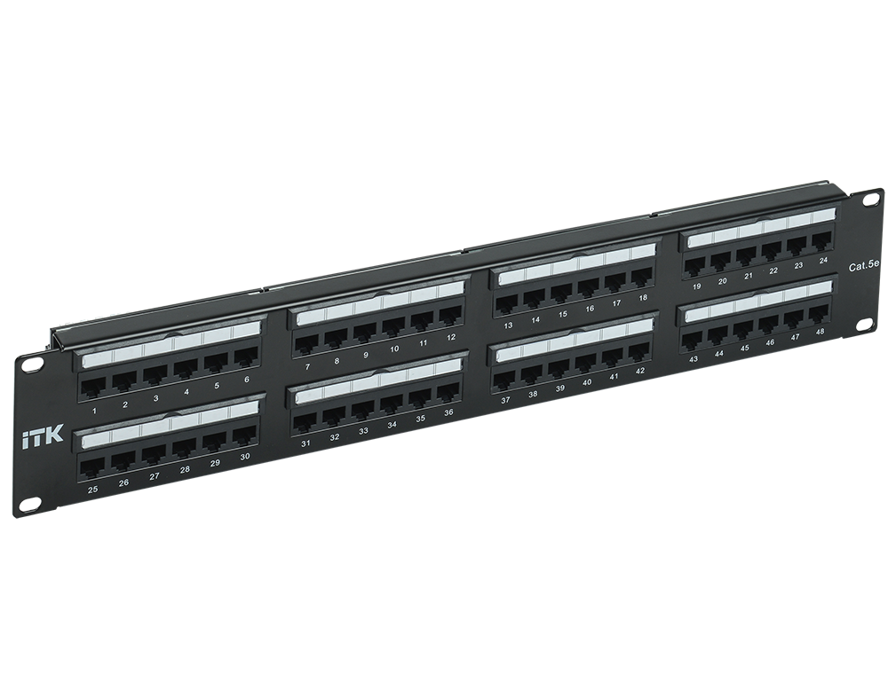 ITK 2U патч-панель кат.5E UTP 48 портов (Dual IDC) слайд лейбл